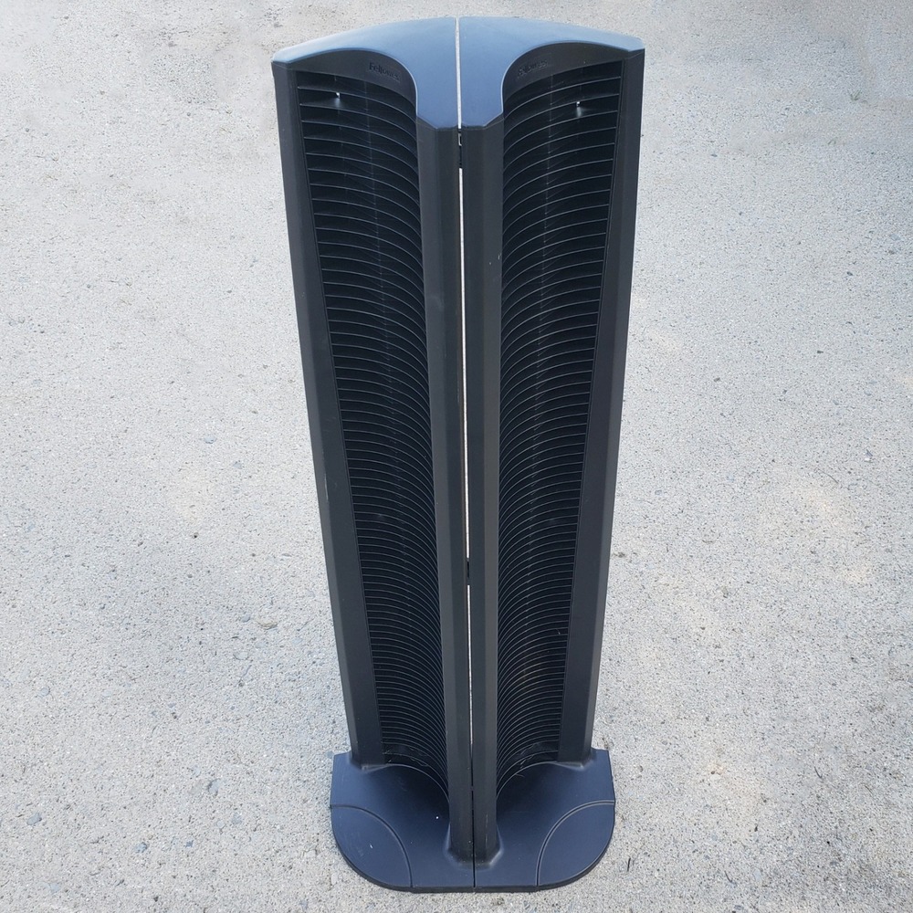 2X Fellowes Black Plastic CD Tower Pair Media Storage Rack 150 Cap 75 Each Side